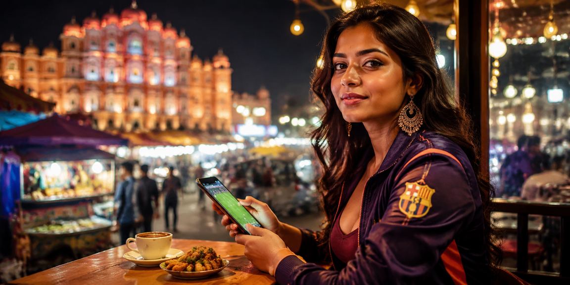 Bustling night market with cricket and online betting in India