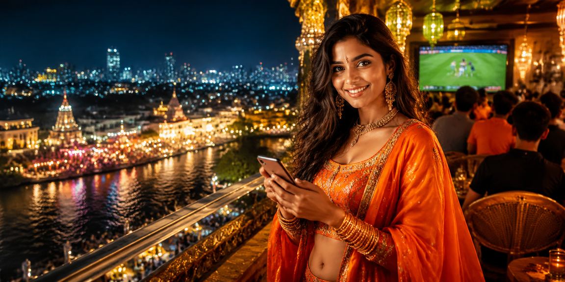 Night market scene with players enjoying card games in India