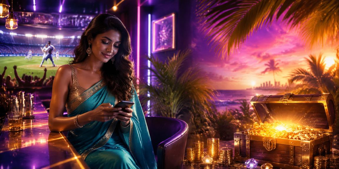 Young Indian woman enjoying cricket betting on her smartphone
